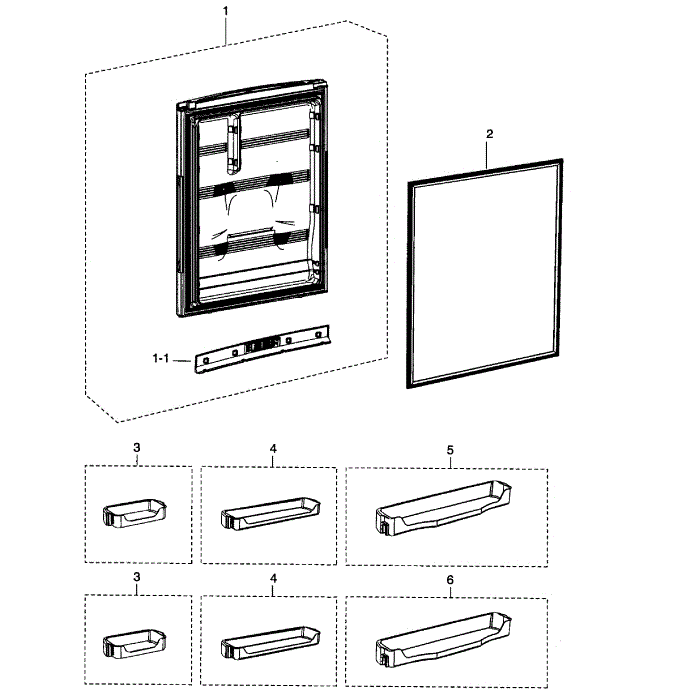 Refrigerator Door Diagram and Parts List for RB195ACBP XAA-01 Samsung Refrigerator