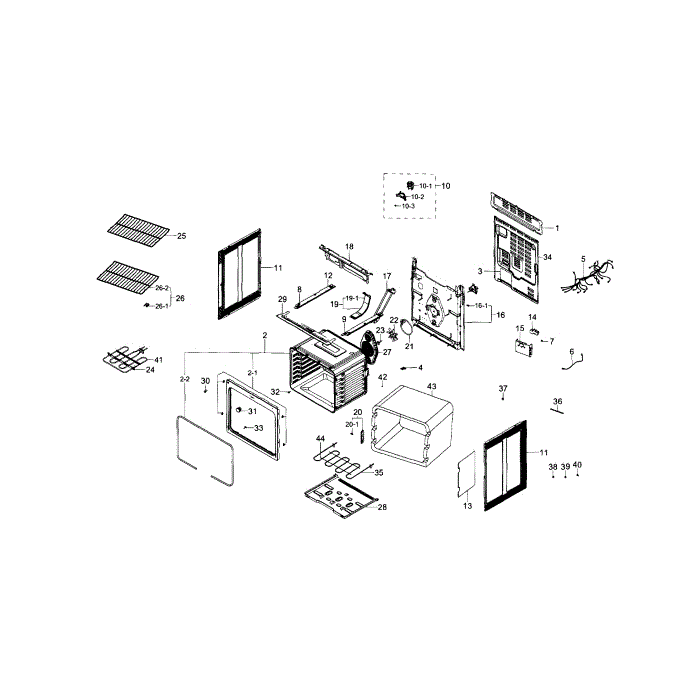 Main Assembly Diagram and Parts List for NE59J7630SB AA-00 Samsung Range