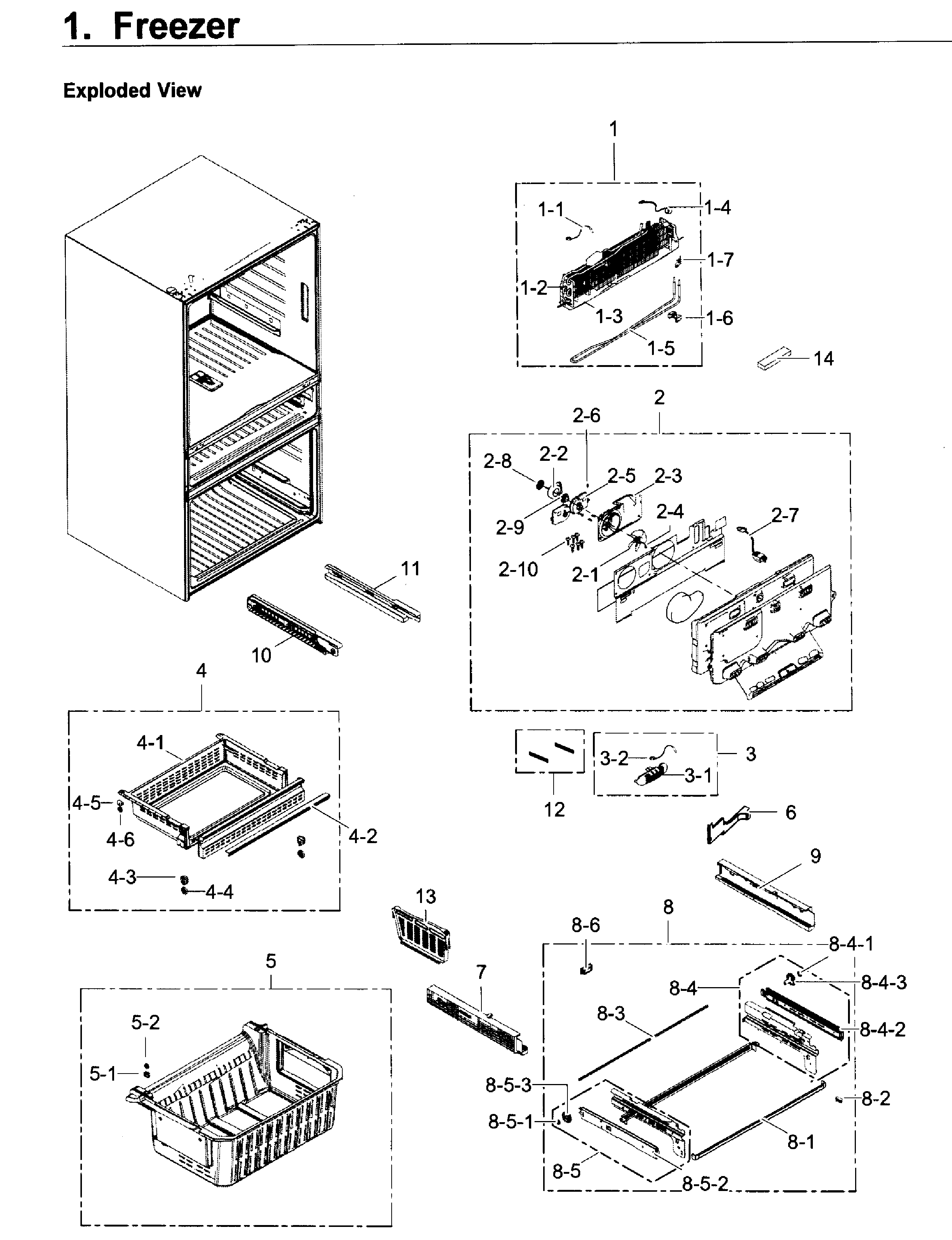 Freezer Diagram and Parts List for RF22KREDBSG AA-0003 Samsung Refrigerator