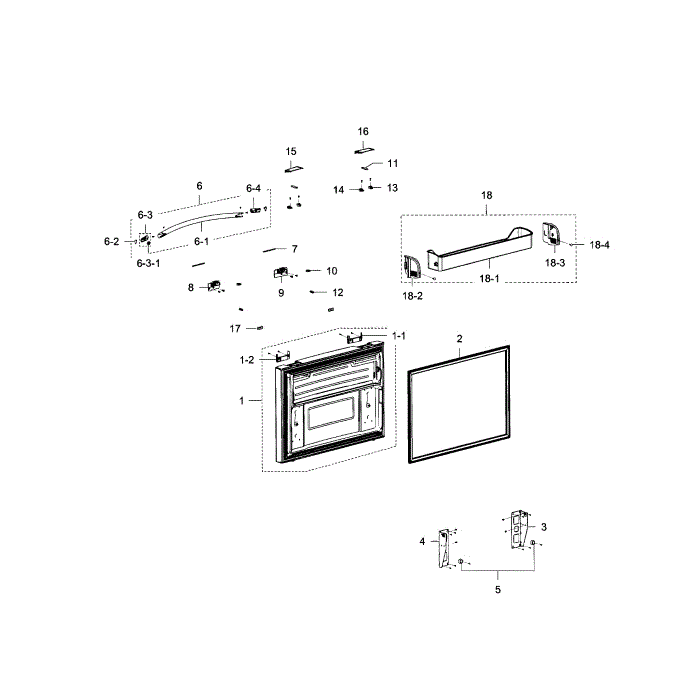 Freezer Door Diagram and Parts List for RFG237AARS XAA-04 Samsung Refrigerator