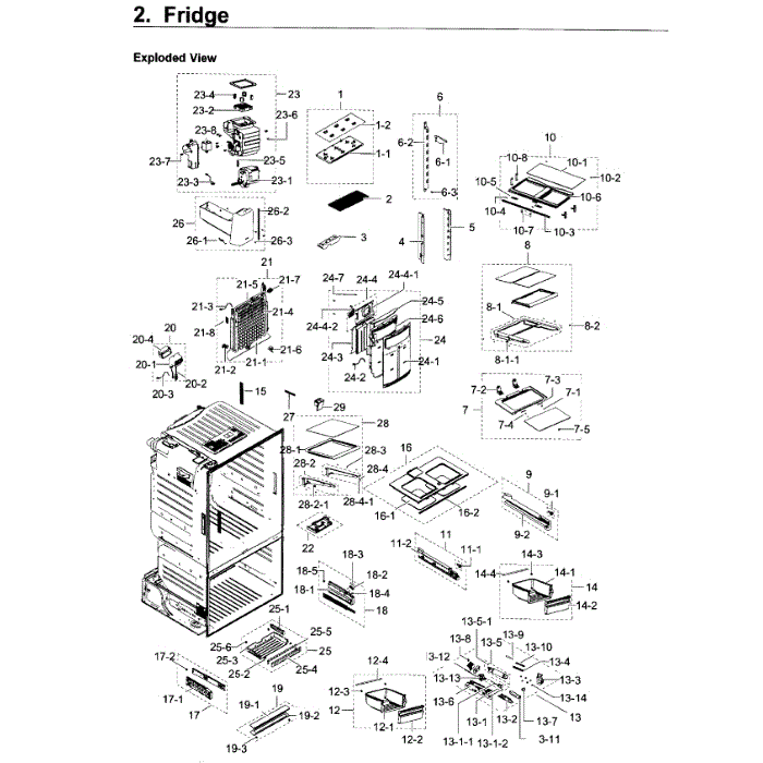 Fridge Diagram and Parts List for RF23HTEDBSR AA-09 Samsung Refrigerator
