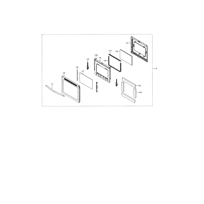 Door Assembly Diagram and Parts List for NE59N6630SG AA-00 Samsung Range