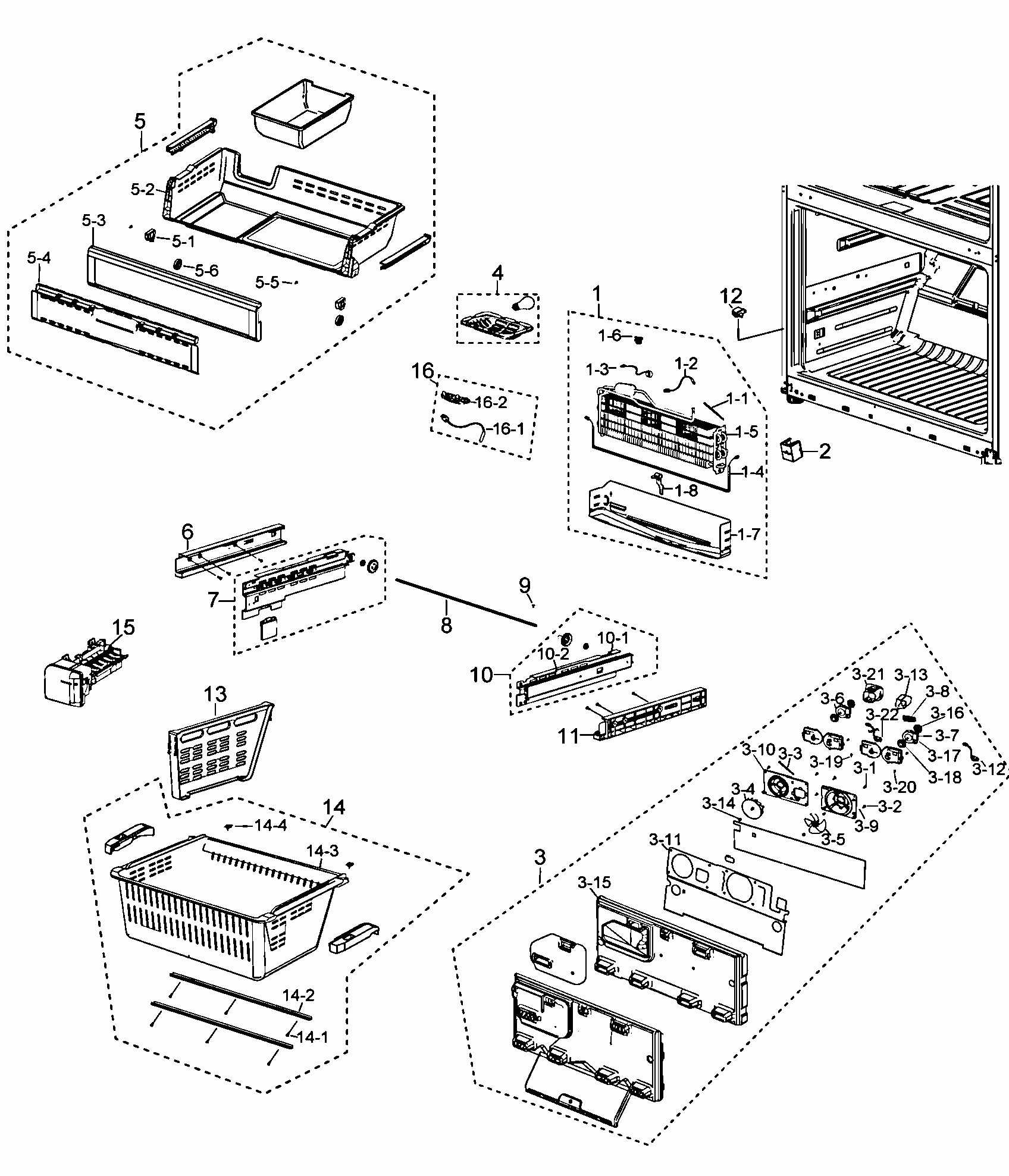 Refrigerator Diagram and Parts List for RF267AZWP XAA-0000 Samsung Refrigerator