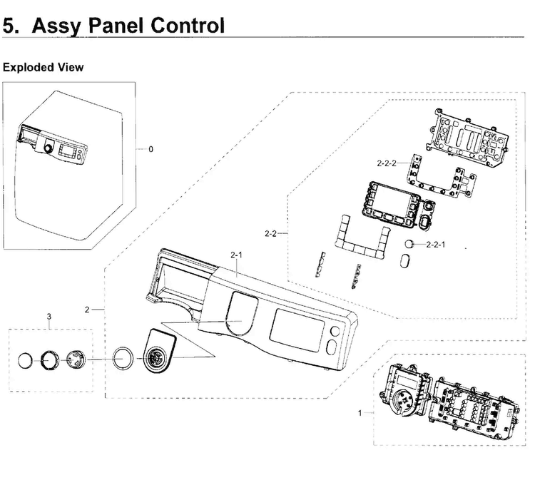Control Panel Diagram and Parts List for WF419AAW XAA-0002 Samsung Washer