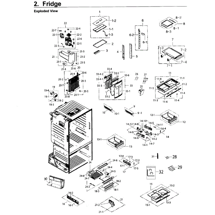 Fridge Diagram and Parts List for RF26J7500SR AA-00 Samsung Refrigerator