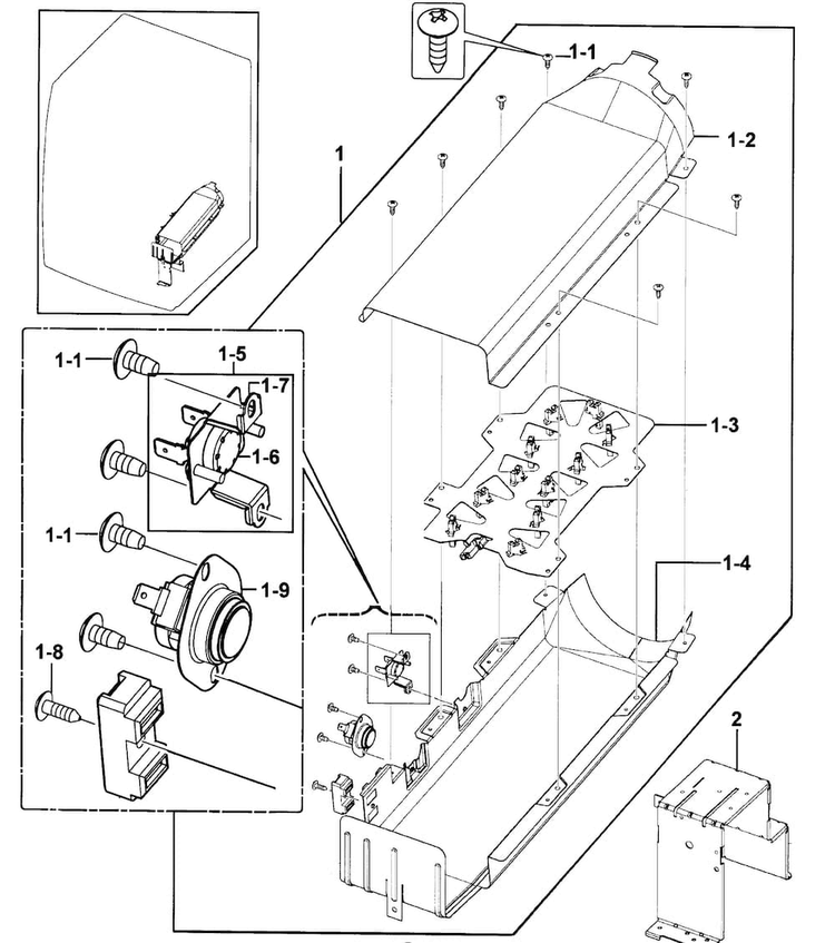 Heater Diagram and Parts List for DV219AEB XAA-0000 Samsung Dryer