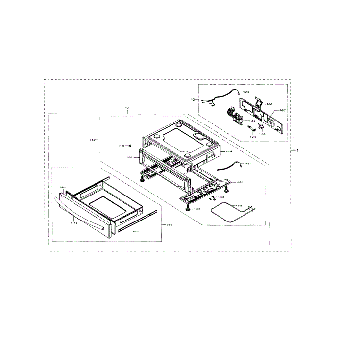Drawer Diagram and Parts List for NX58H5650WS AA-02 Samsung Range