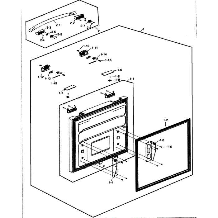 Freezer Door Diagram and Parts List for RF217ABWP XAA-00 Samsung Refrigerator