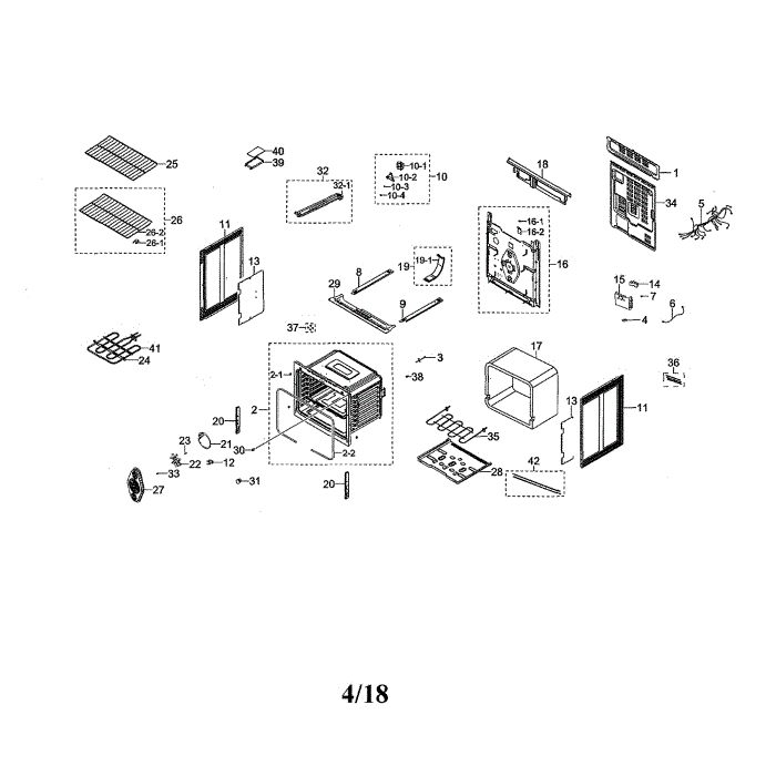 Main Unit Diagram and Parts List for NE59N6630SS AA-00 Samsung Range