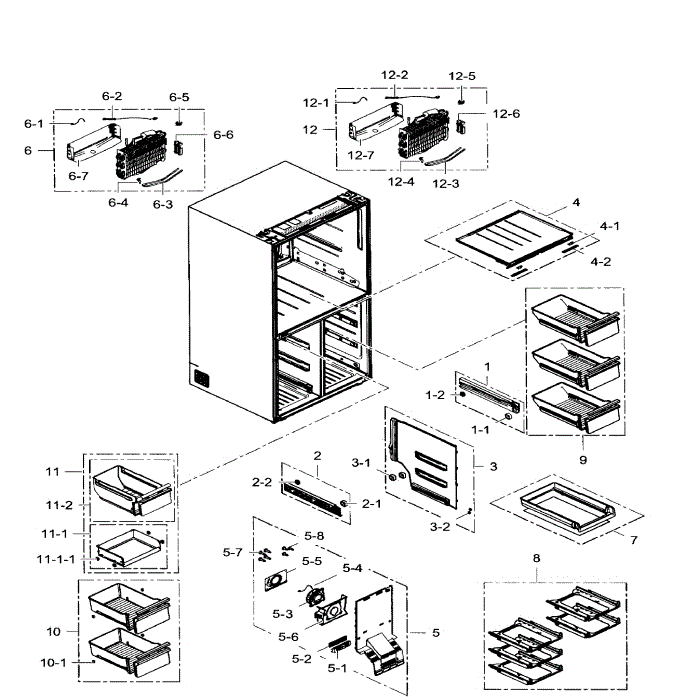 Freezer Diagram and Parts List for RF34H9960S4 AA-02 Samsung Refrigerator