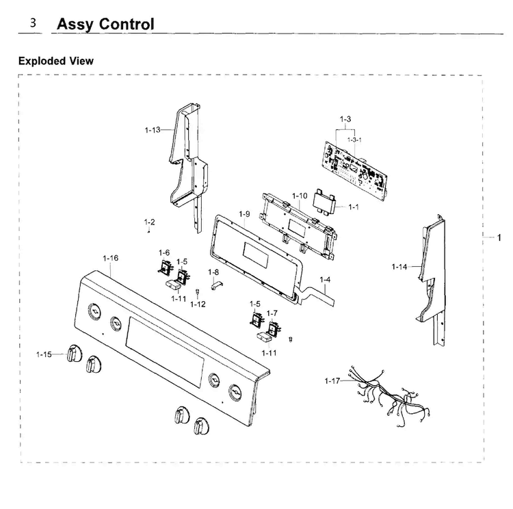 Control Diagram and Parts List for NE59K3310SS AA-0000 Samsung Range