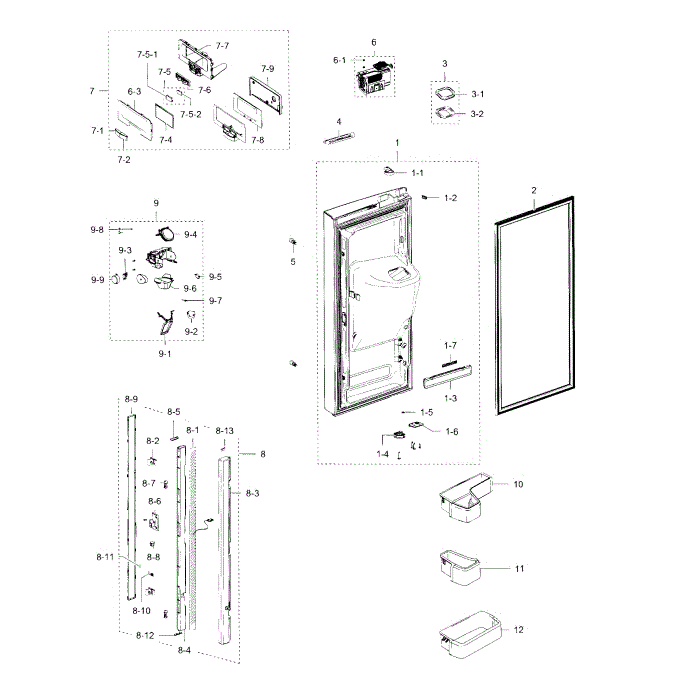 Refrigerator Door L Diagram and Parts List for RFG238AAPN XAA-00 Samsung Refrigerator
