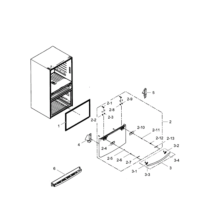 Freezer Door Diagram and Parts List for RF30HBEDBSR AA-03 Samsung Refrigerator