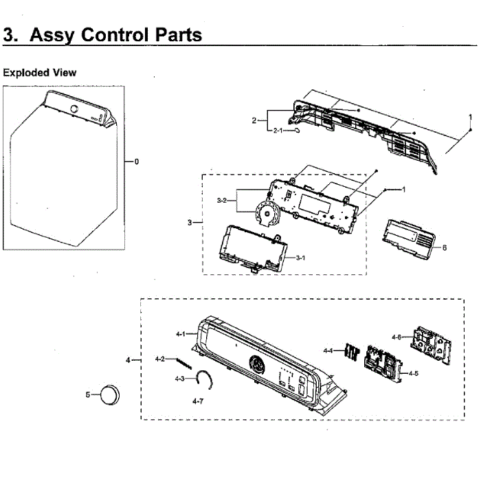 Control Panel Diagram and Parts List for WA40J3000AW A2-13 Samsung Washer