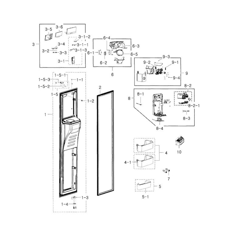Freezer Door Diagram and Parts List for RH29H9000SR AA-0000 Samsung Refrigerator