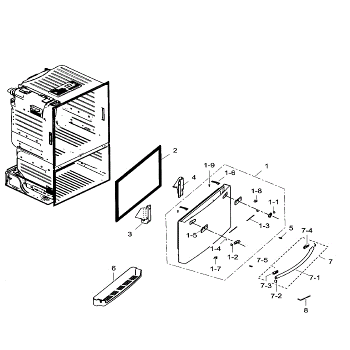 Freezer Door Diagram and Parts List for RF30HDEDTSR AA-06 Samsung Refrigerator