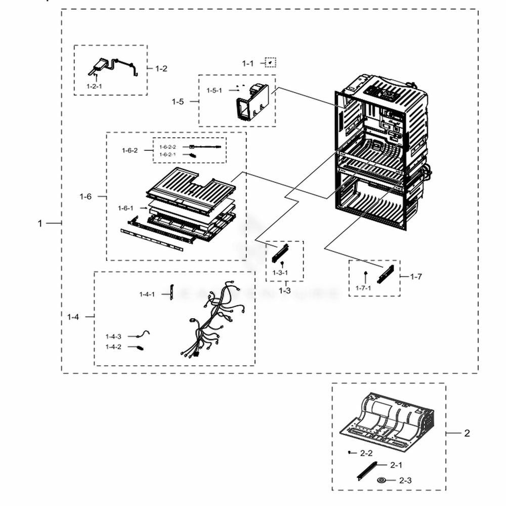 Cabinet 2 Diagram and Parts List for RF28JBEDBSG (AA)(0013) Samsung Refrigerator