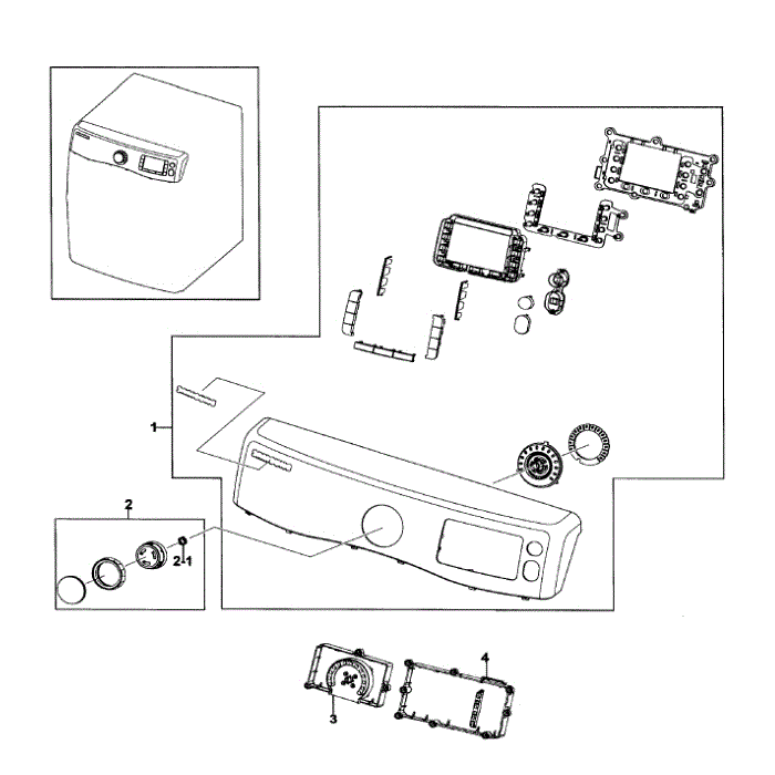Control Panel Diagram and Parts List for DV511AGW XAA-01 Samsung Dryer