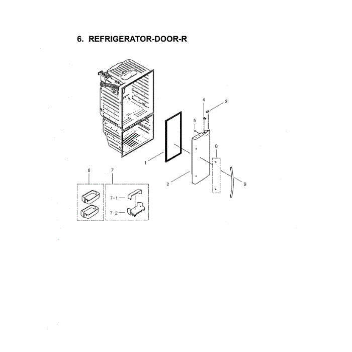 Refrigerator Door Right Diagram and Parts List for RFG29THDRS XAA-00 Samsung Refrigerator