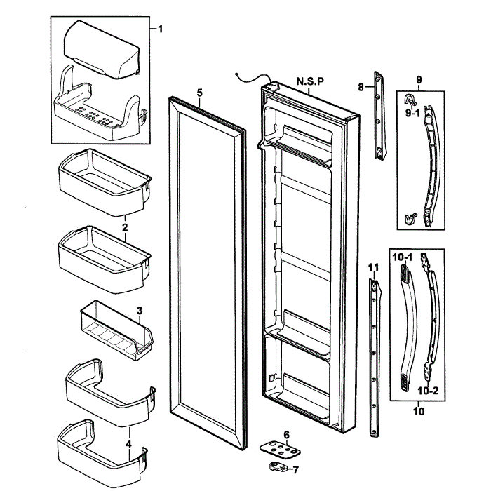 Right Door Diagram and Parts List for RS2630SH XAA-00 Samsung Refrigerator
