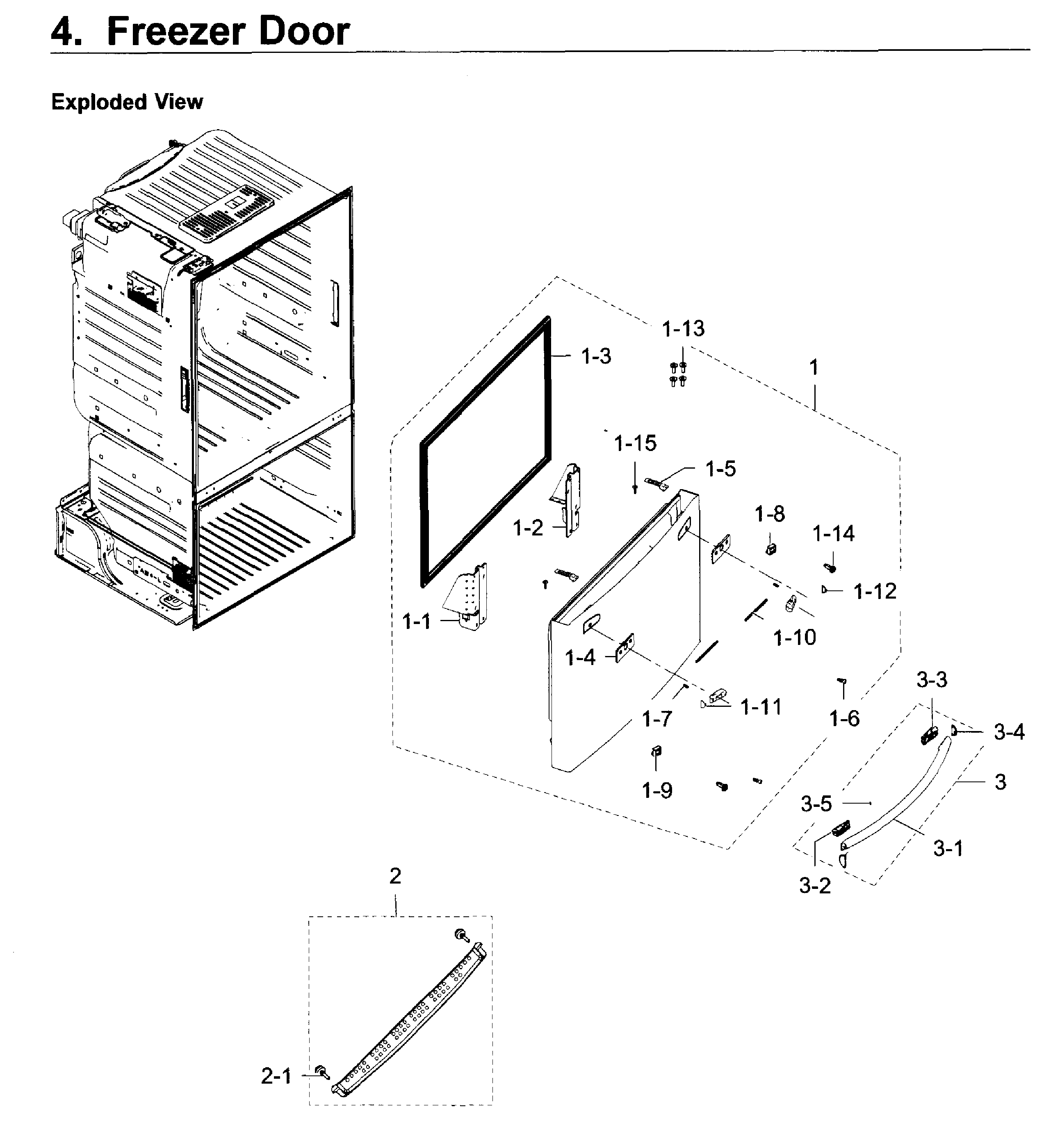 Freezer Door Diagram and Parts List for RF28HDEDPWW AA-0007 Samsung Refrigerator