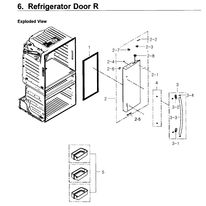 Fridge Door R Diagram and Parts List for RF4267HARS XAA-03 Samsung Refrigerator