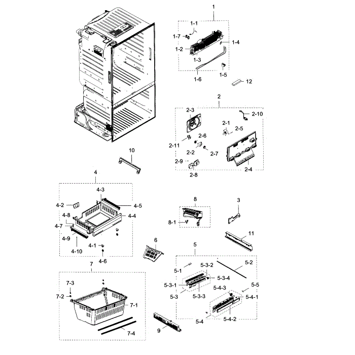 Freezer Diagram and Parts List for RF28HDEDBSR AA-10 Samsung Refrigerator