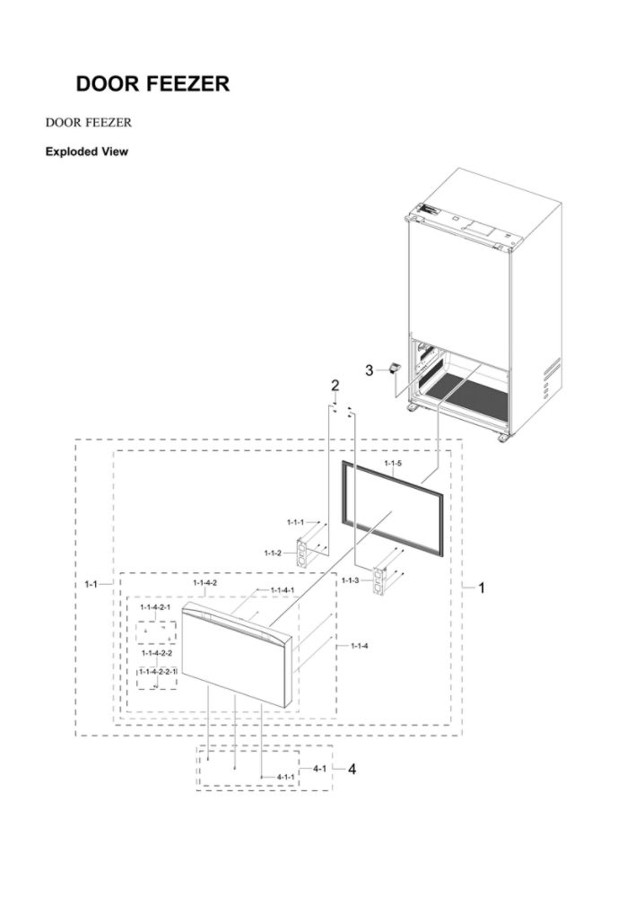 Freezer Door Parts Diagram and Parts List for RF29BB8900AC AA-00 Samsung Refrigerator