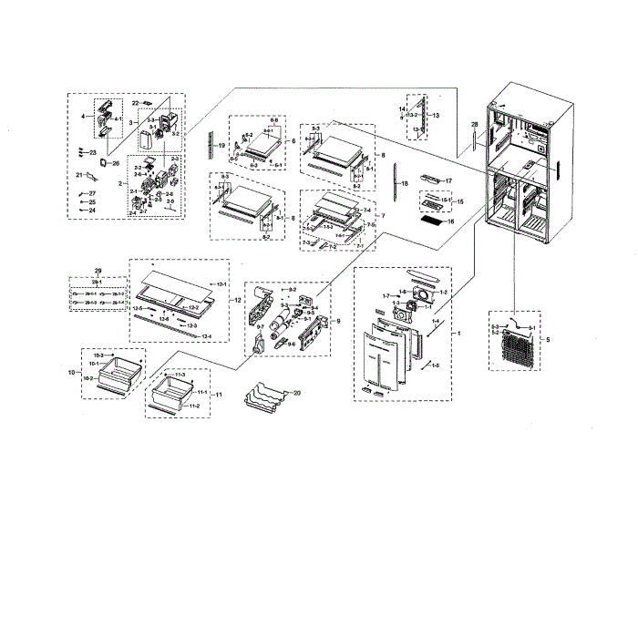 Fridge Diagram and Parts List for RF22N9781SR AA-00 Samsung Refrigerator