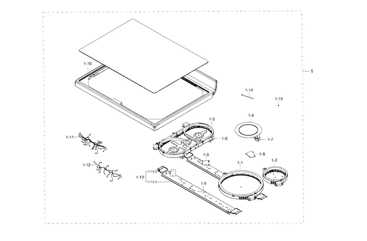 Cooktop Diagram and Parts List for NE59J7850WS AA-0000 Samsung Range