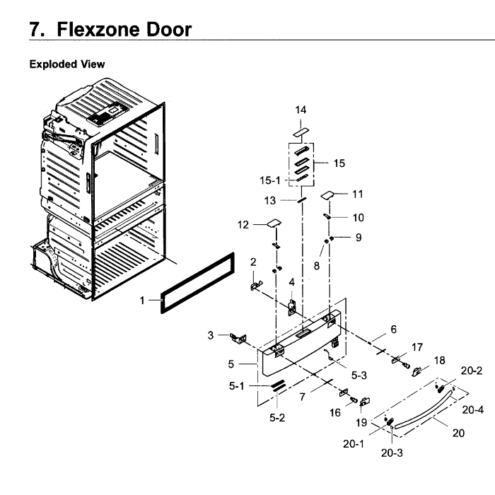 Flexzone Door Diagram and Parts List for RF4267HARS XAA-03 Samsung Refrigerator