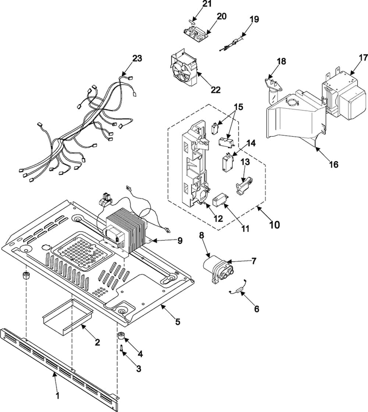 Internal Control/latch Asy/base Diagram and Parts List for MR5492W XAA-01 Samsung Microwave