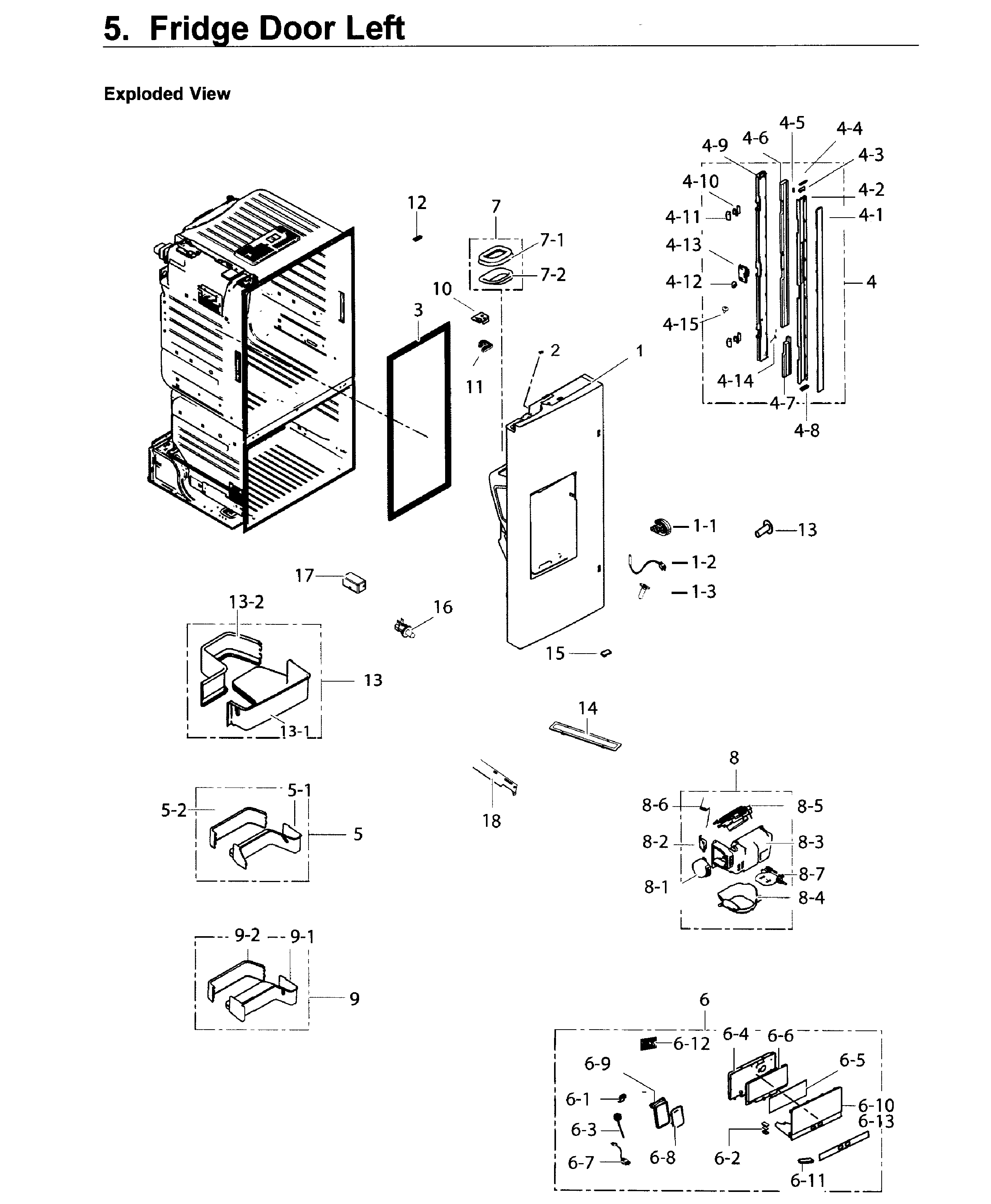 Fridge Door L Diagram and Parts List for RF26J7500SR AA-0002 Samsung Refrigerator