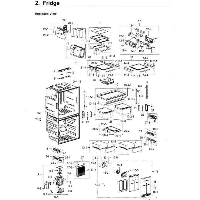 Fridge Diagram and Parts List for RF28M9580SG AA-00 Samsung Refrigerator
