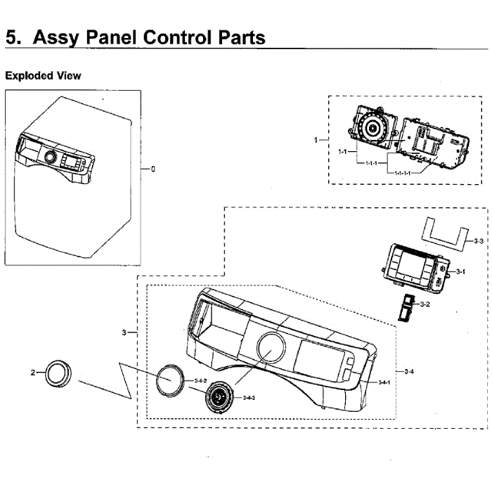 Control Panel Diagram and Parts List for WF45M5500AP A5-00 Samsung Washer