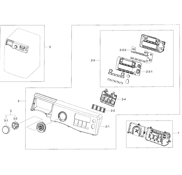 Contrl Panel Diagram and Parts List for WF405ATPAWR A2-0000 Samsung Washer