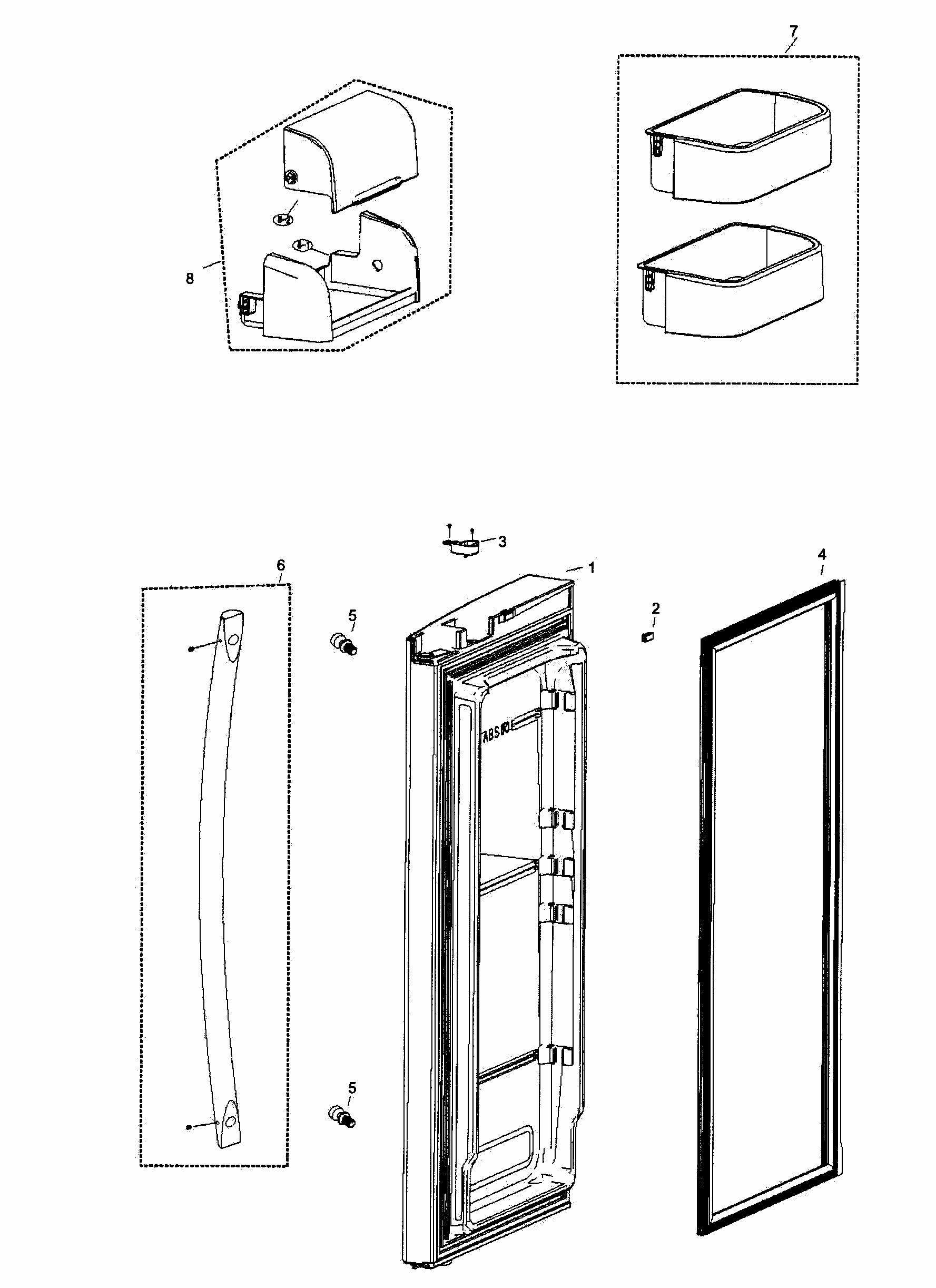 Refrig R Door Diagram and Parts List for RF266AEWP XAA-0000 Samsung Refrigerator