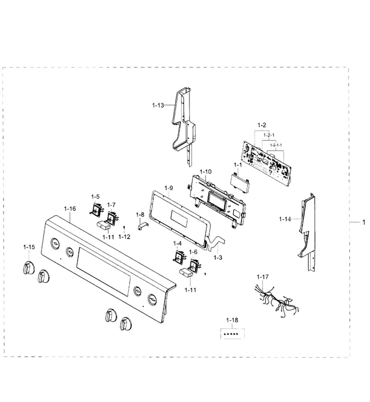 Control Panel Diagram and Parts List for NE59J7650WS AA-0003 Samsung Range