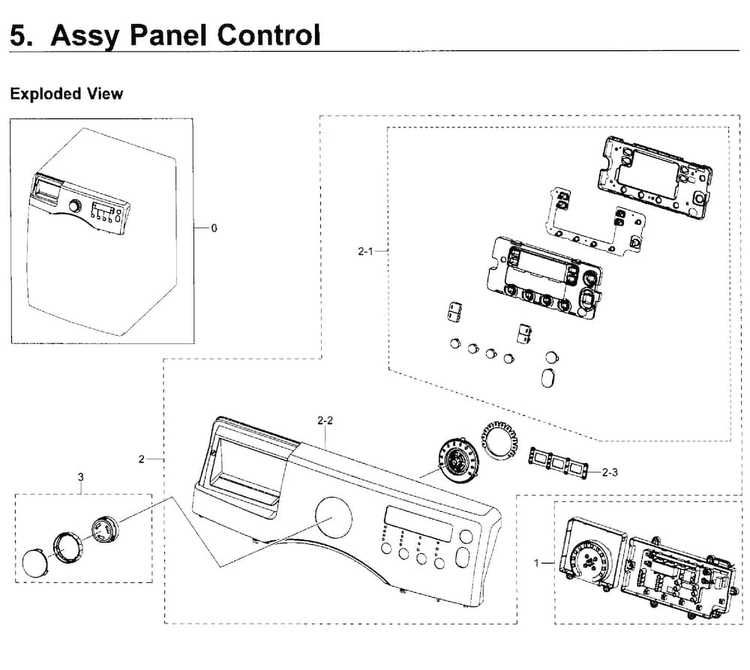Control Panel Diagram and Parts List for WF350ANP XAA-0003 Samsung Washer