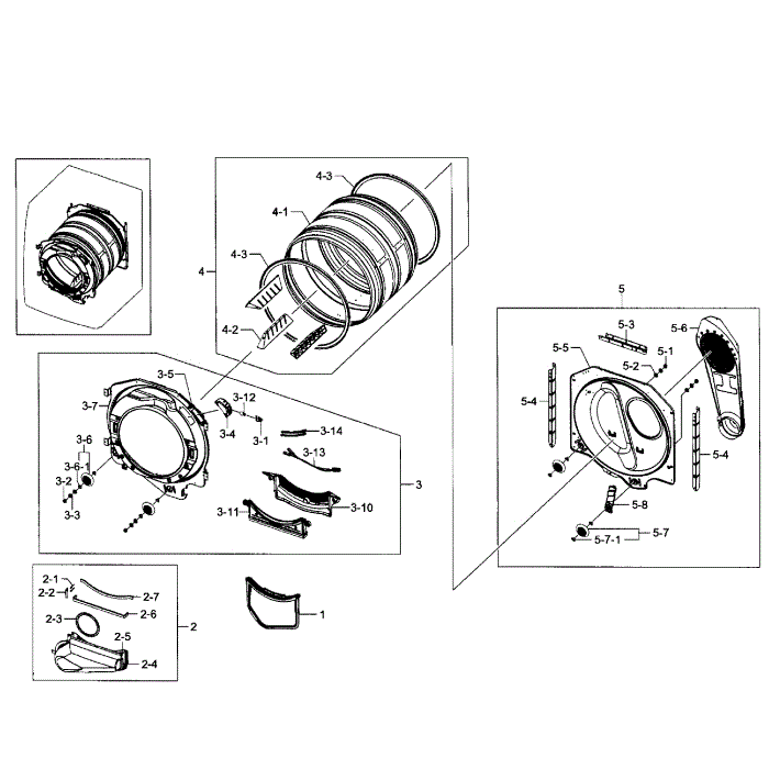Drum Diagram and Parts List for DV331AER XAA-02 Samsung Dryer