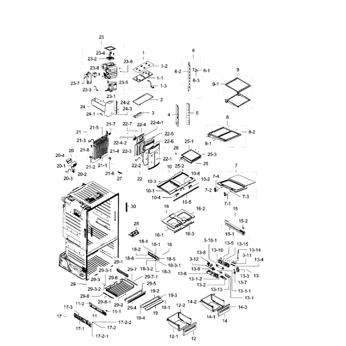 Fridge Diagram and Parts List for RF28HFEDBBC AA-05 Samsung Refrigerator