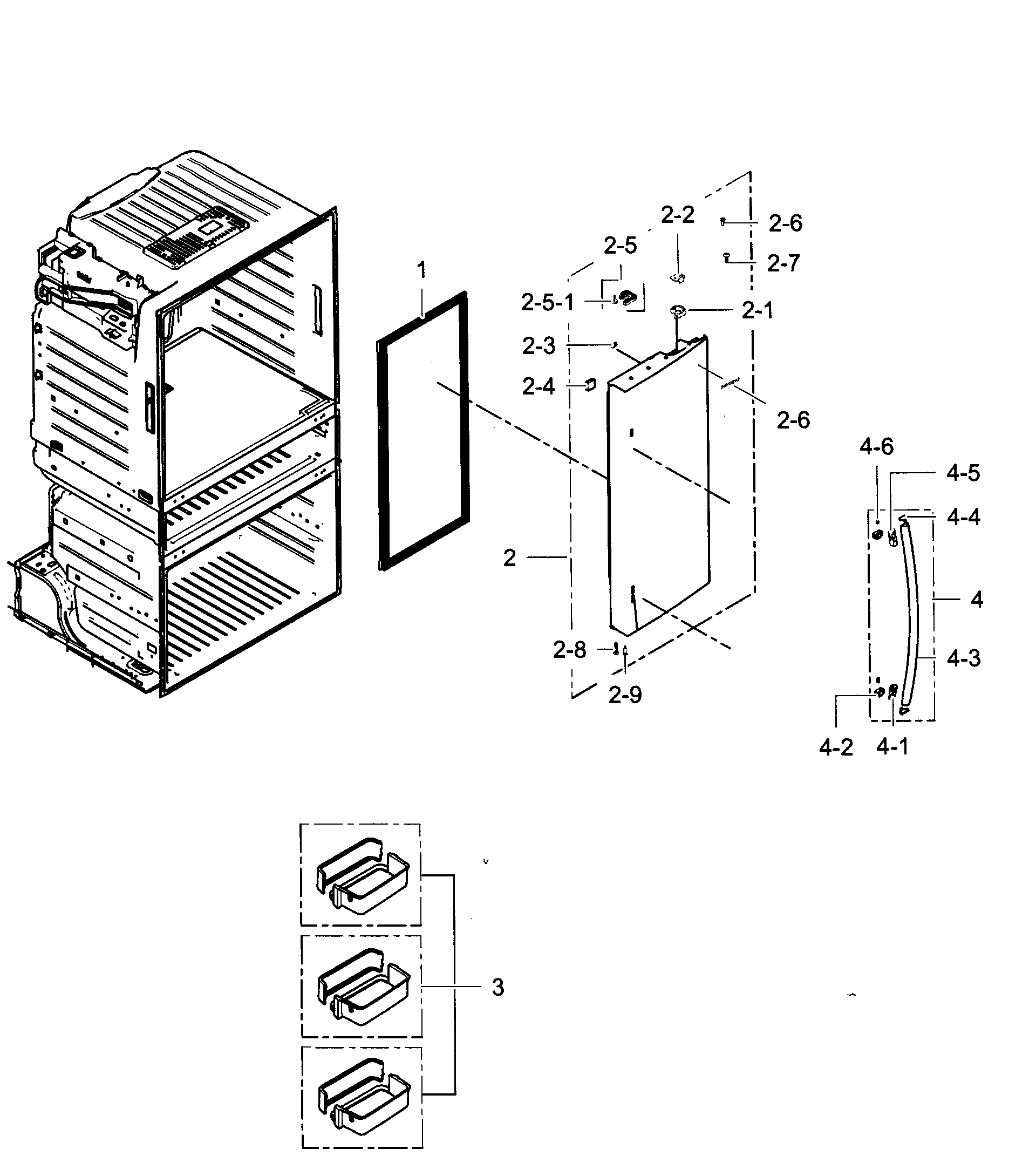 Right Door Diagram and Parts List for RF28HMEDBBC AA-0006 Samsung Refrigerator