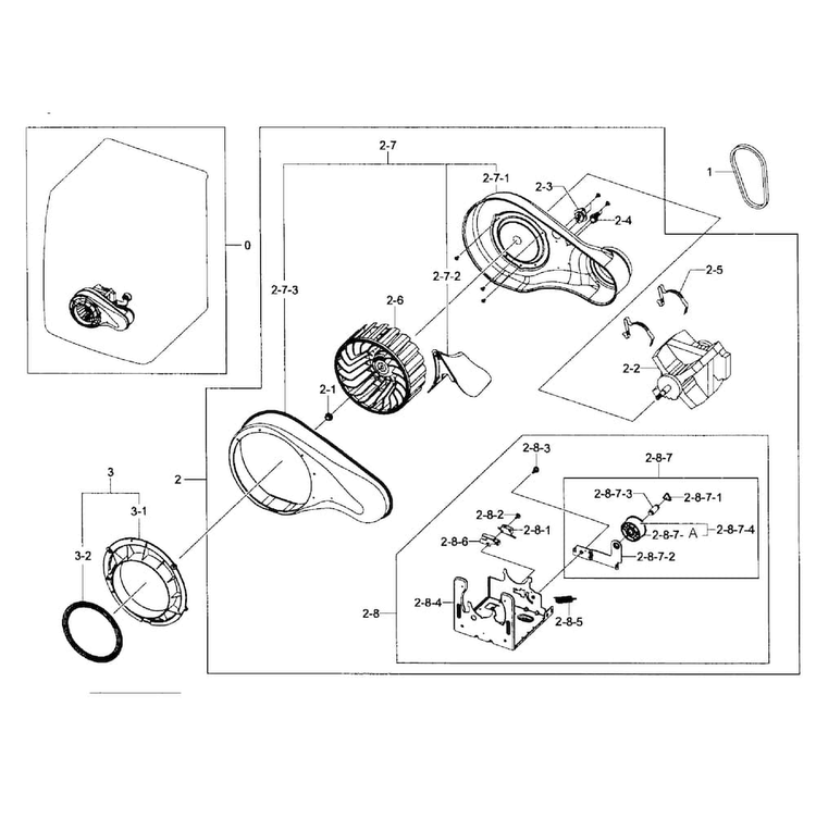 Motor Assy Diagram and Parts List for DV431AEW XAA-002 Samsung Dryer
