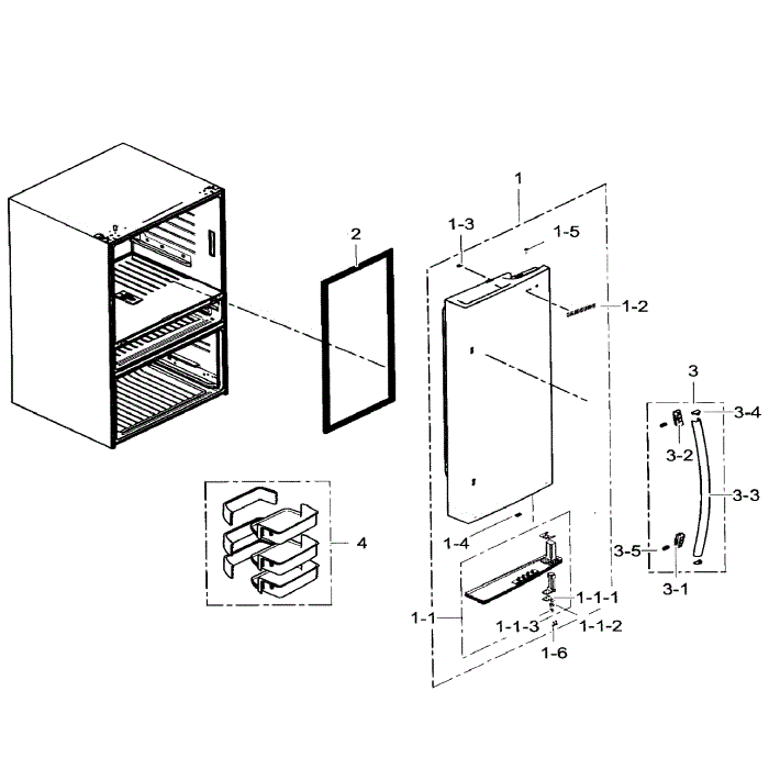 Right Door Diagram and Parts List for RF31FMEDBWW AA-04 Samsung Refrigerator