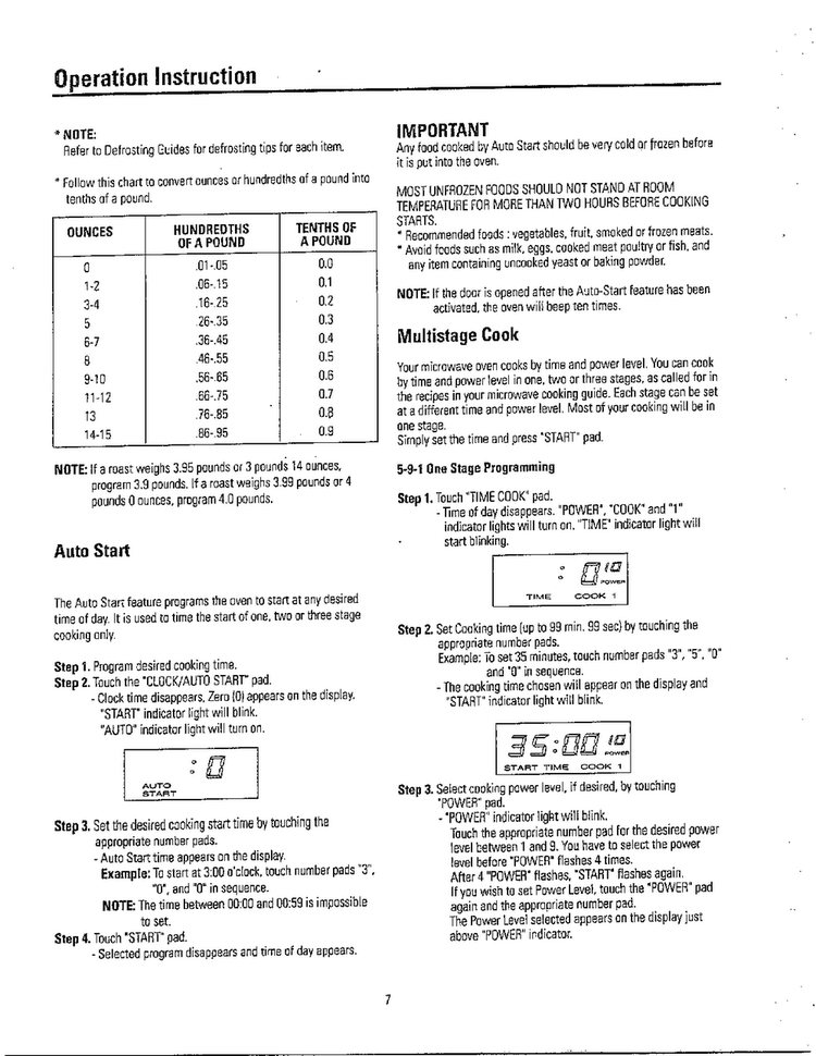 Operation Instruction Page 4 Diagram and Parts List for MW5330T XAA Samsung Microwave