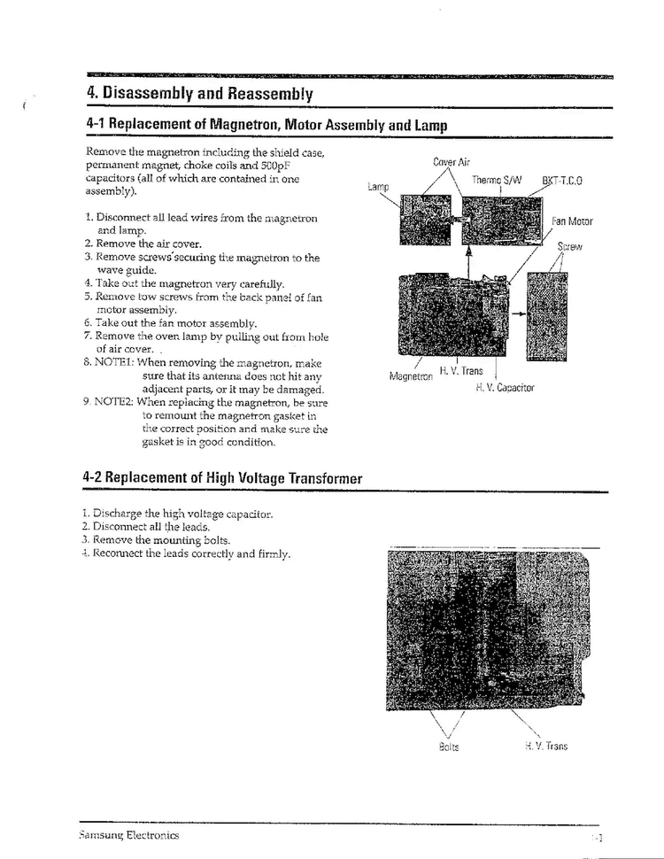 Disassembly And Reassembly Diagram and Parts List for MW6580W XAA Samsung Microwave