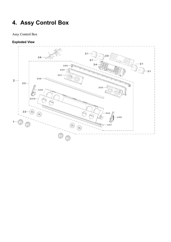 Control Box Assembly Diagram and Parts List for NE63B8611SG AA-00 Samsung Range