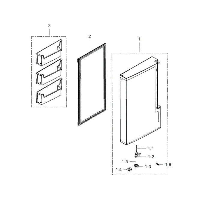 Freezer Door Left Diagram and Parts List for RF34H9950S4 (AA)(0000) Samsung Refrigerator