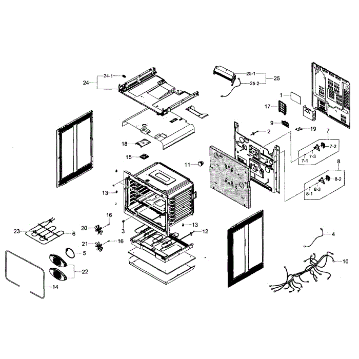 Main Assembly Diagram and Parts List for NE58F9500SS AA-00 Samsung Range