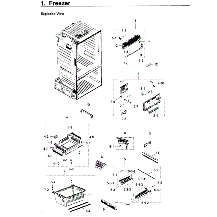 Freezer Diagram and Parts List for RF28HDEDPBC AA-06 Samsung Refrigerator